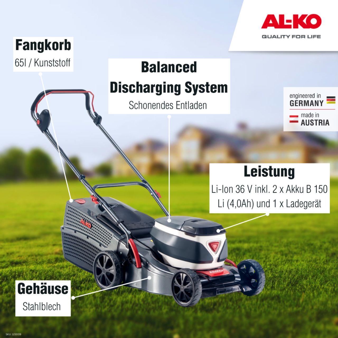 AL-KO 36 V Akku-Rasenmäher 42.2 Li Comfort inkl. 2 Akku und Ladegerät – Bild 4