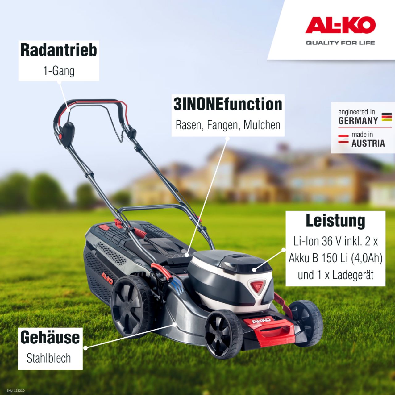 AL-KO 36 V Akku-Rasenmäher 46.2 Li SP Comfort inkl. 2 Akku und Ladegerät – Bild 4