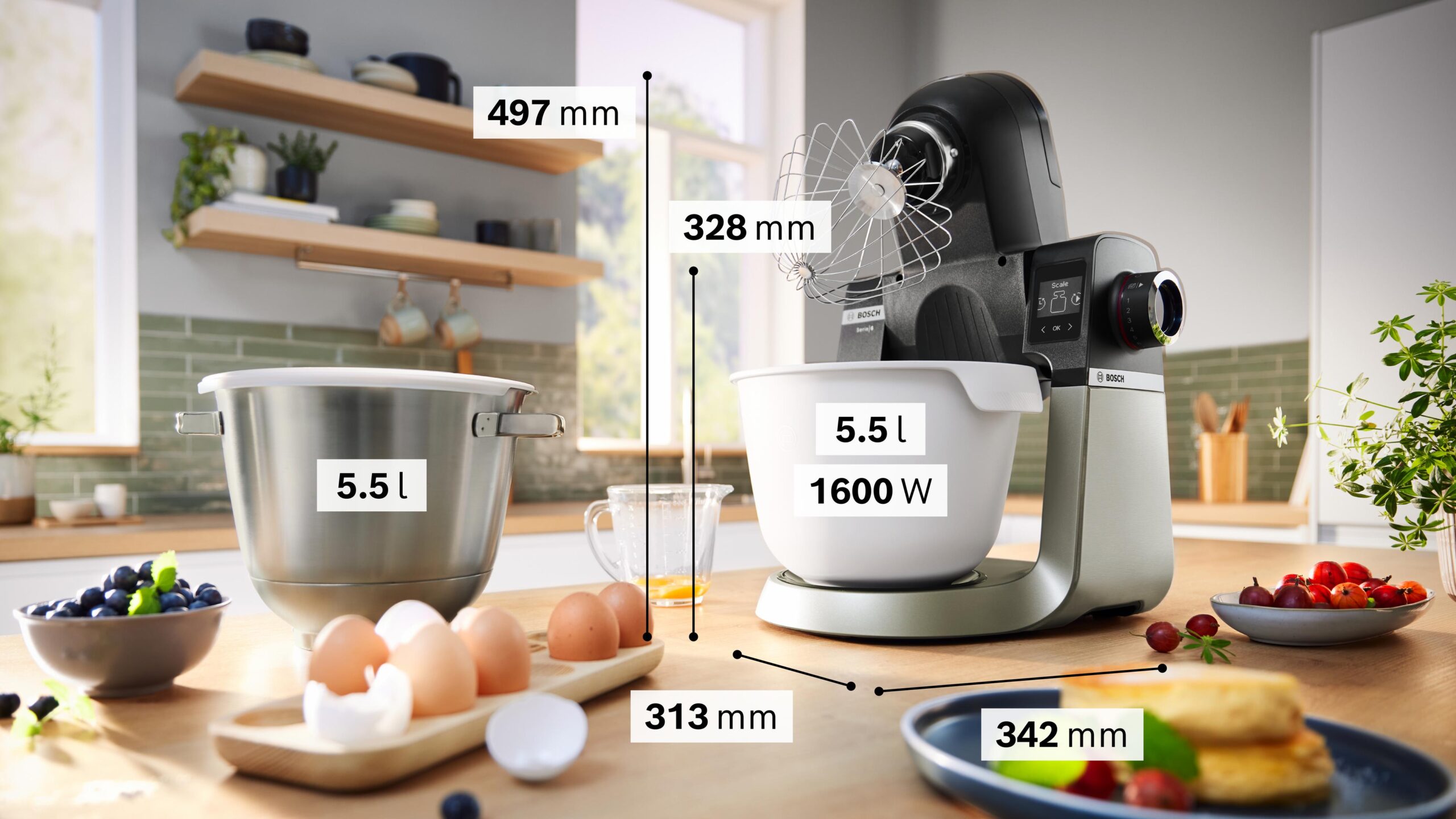 Serie 6 Küchenmaschine mit Waage 1600 W Schwarz, Edelstahl gebürstet – Bild 11