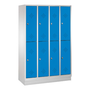 C+P Doppelstockspind Classic auf Sockel, 8 Fächer, H1800xB1190xT500mm Front Lichtblau Korpus Lichtgrau