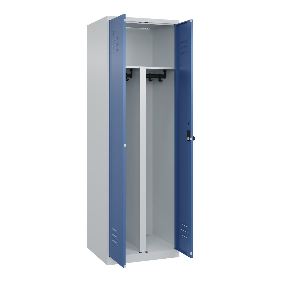 C+P PSA Doppel-Spind Classic PLUS, 2 Abteile, 1850x600x500mm, 7035/5023 Verschluss Sicherheits-Drehriegel – Bild 6