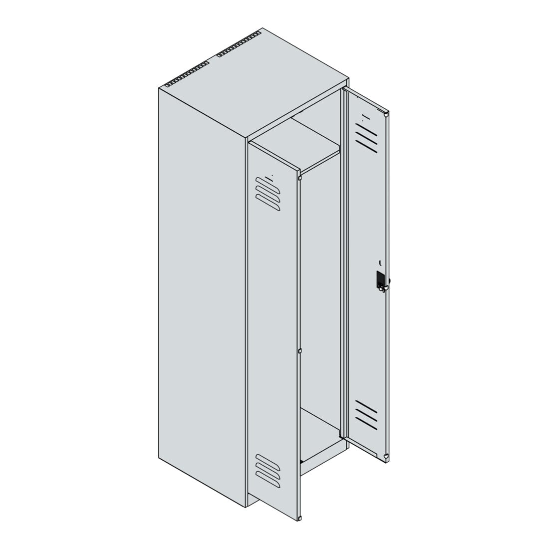 C+P PSA Doppel-Spind Classic PLUS, 2 Abteile, 1850x600x500mm, 7035/5023 Verschluss Sicherheits-Drehriegel – Bild 9