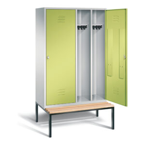 C+P Schwarz-Weiss-Spind Classic, H2090xB1190xT815mm, Front Viridingrün, Korpus Lichtgrau, Gestell Schwarzgrau (8250-40)