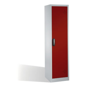 C+P Umweltschrank mit Drehtür, 4 Wannenböden, H1950xB500xT500mm Front Rubinrot Korpus Lichtgrau