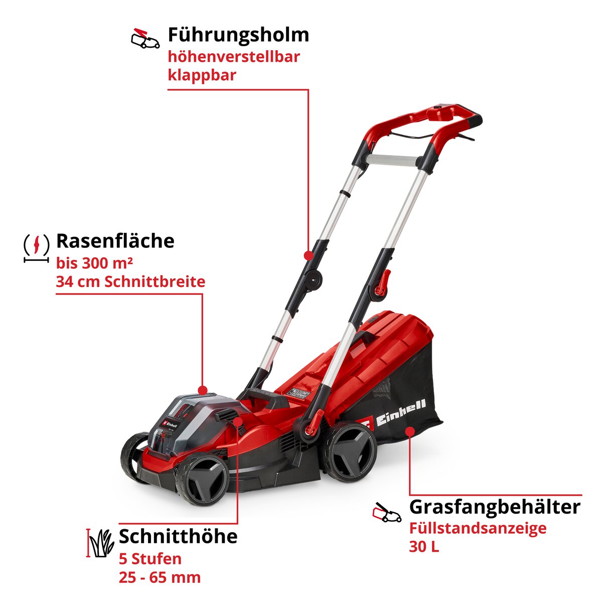 Einhell Akku-Rasenmäher GE-CM 36/300 Li (2x3,0 Ah) – Bild 4
