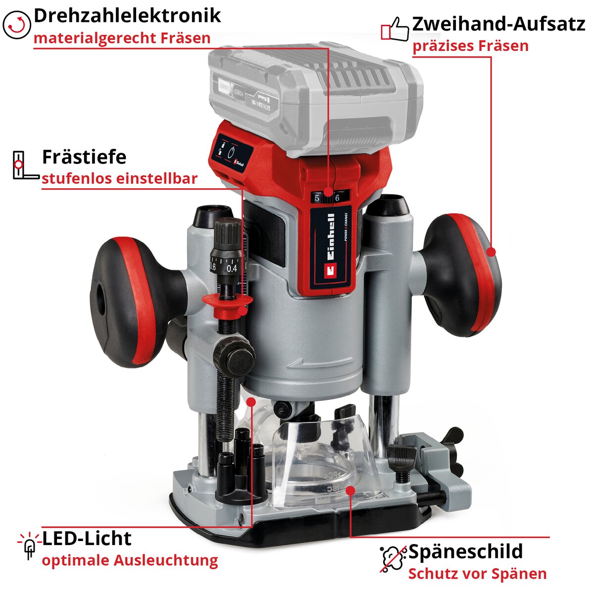 Einhell Akku-Oberfräse /-Kantenfräse TP-RO 18 Set Li BL - Solo – Bild 4
