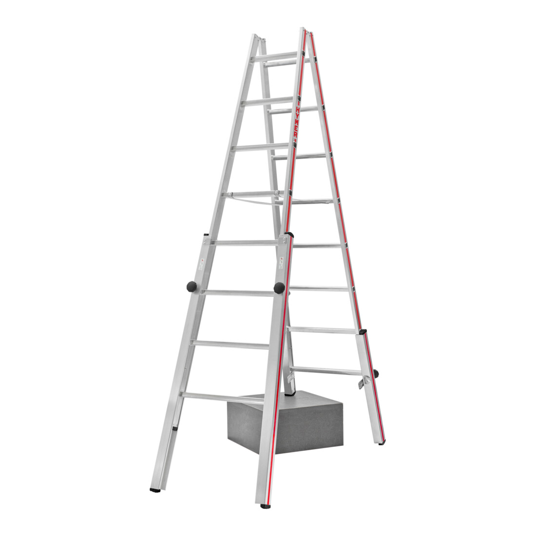 Set Hymer Treppenstehleiter, 2x8 Sprossen + Einhängetritt für Sprossenleitern – Bild 3