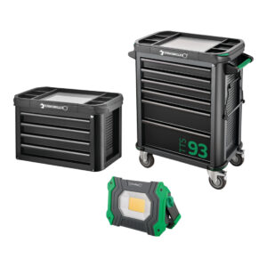 Stahlwille Werkstattwagen 93/6 A + TOP BOX + Arbeitsstrahler 93 Trolley + Box 10 Schubl. 0 x 0 x 0 mm TTS 93/6 anthrazit, RAL 7016, 93 TOP BOX schwarz, RAL 9005